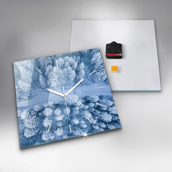 Square wall clock Forest from a drone