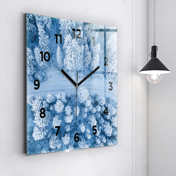 Square wall clock Forest from a drone