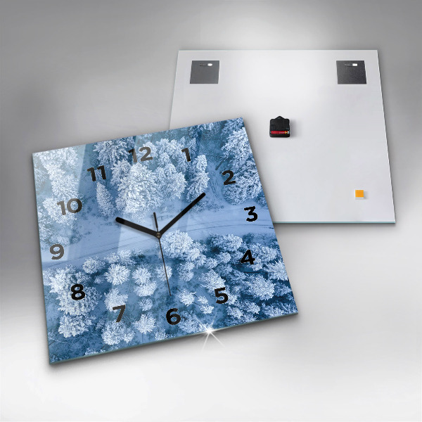 Square wall clock Forest from a drone