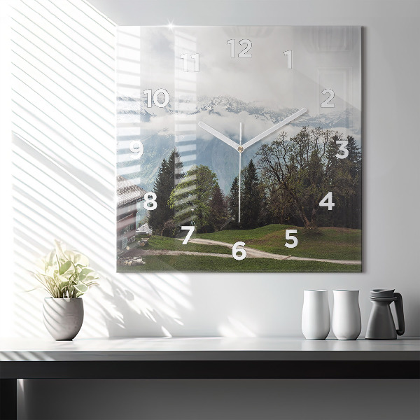 Square wall clock Mountain view