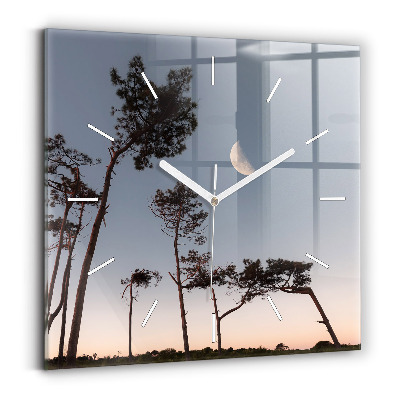 Square wall clock Crescent and trees