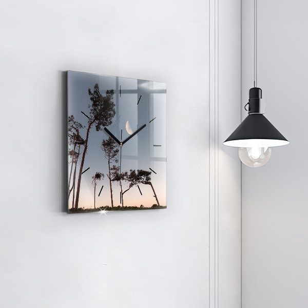 Square wall clock Crescent and trees