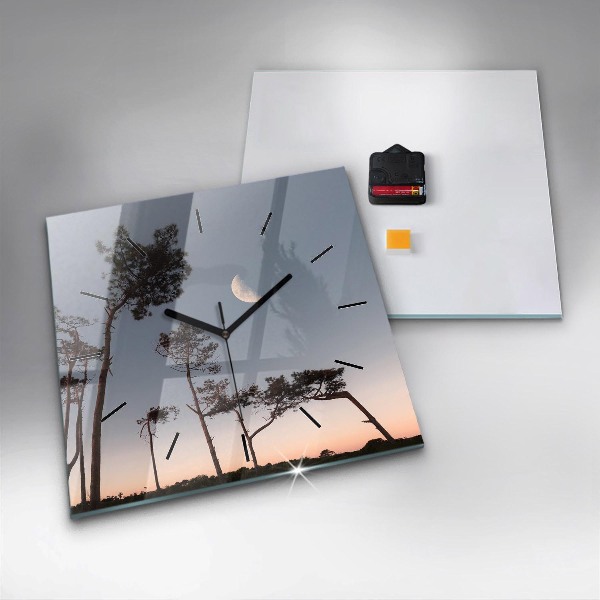 Square wall clock Crescent and trees