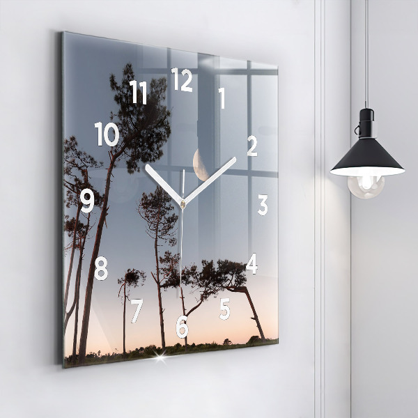 Square wall clock Crescent and trees