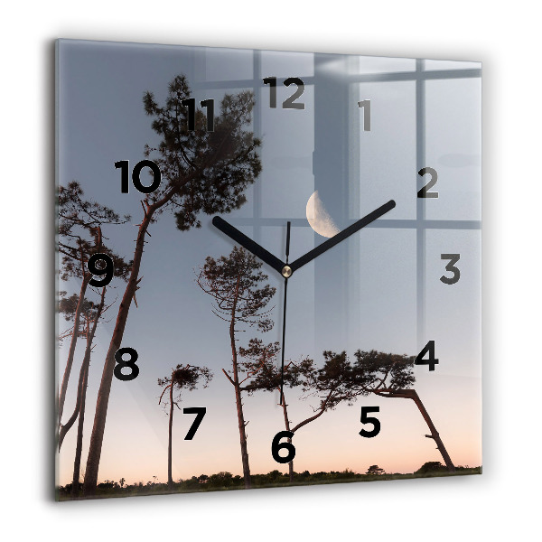 Square wall clock Crescent and trees