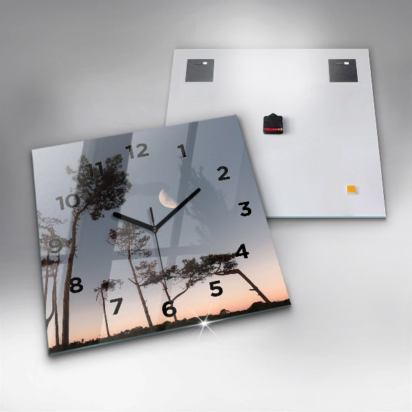 Square wall clock Crescent and trees