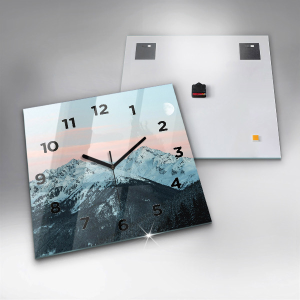 Square wall clock Mountain range in winter
