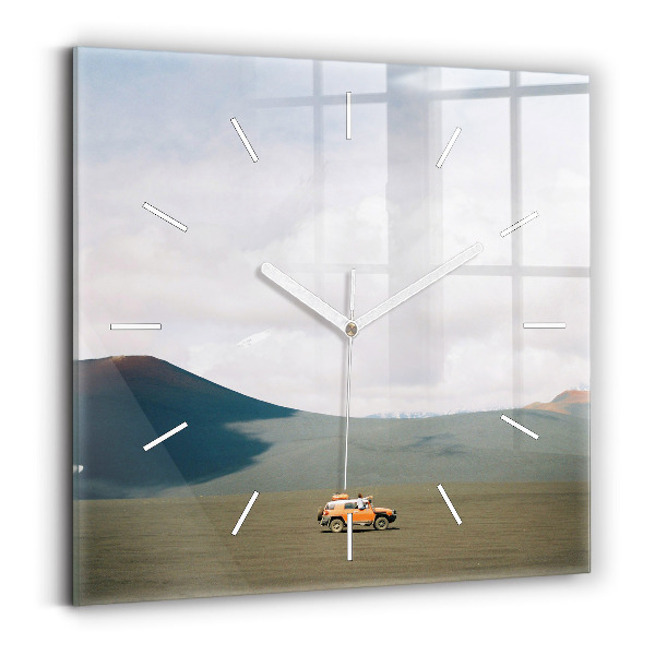 Square wall clock Vehicle in the Kamchatka desert