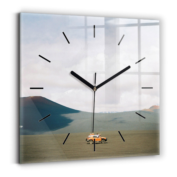 Square wall clock Vehicle in the Kamchatka desert