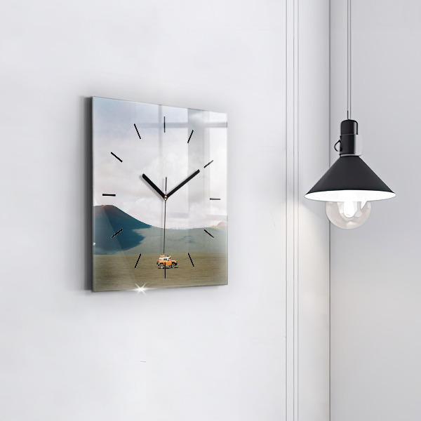 Square wall clock Vehicle in the Kamchatka desert