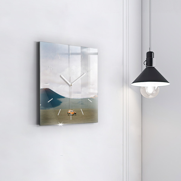 Square wall clock Vehicle in the Kamchatka desert