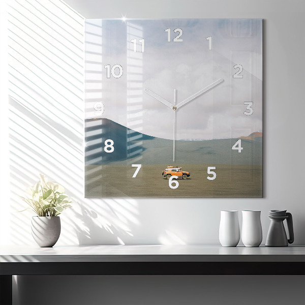 Square wall clock Vehicle in the Kamchatka desert