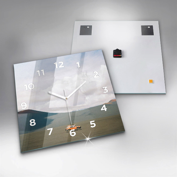 Square wall clock Vehicle in the Kamchatka desert