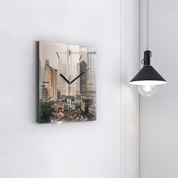 Square wall clock Chongqing Old Town