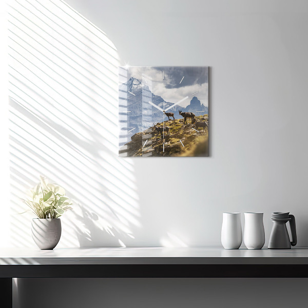 Square wall clock Goat in the Aosta Valley