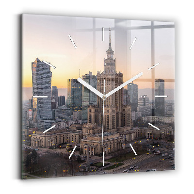 Square wall clock Panorama of Warsaw