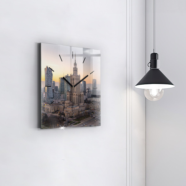 Square wall clock Panorama of Warsaw
