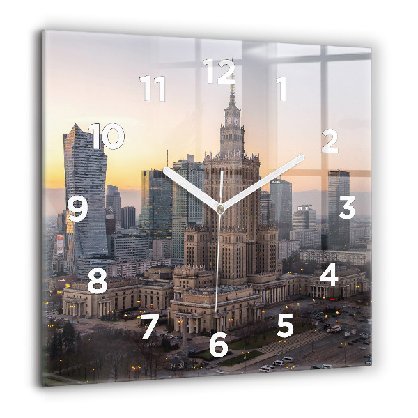 Square wall clock Panorama of Warsaw
