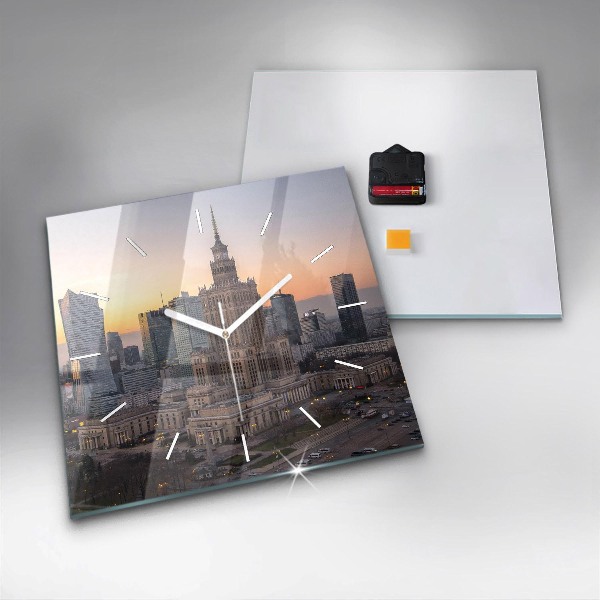 Square wall clock Panorama of Warsaw