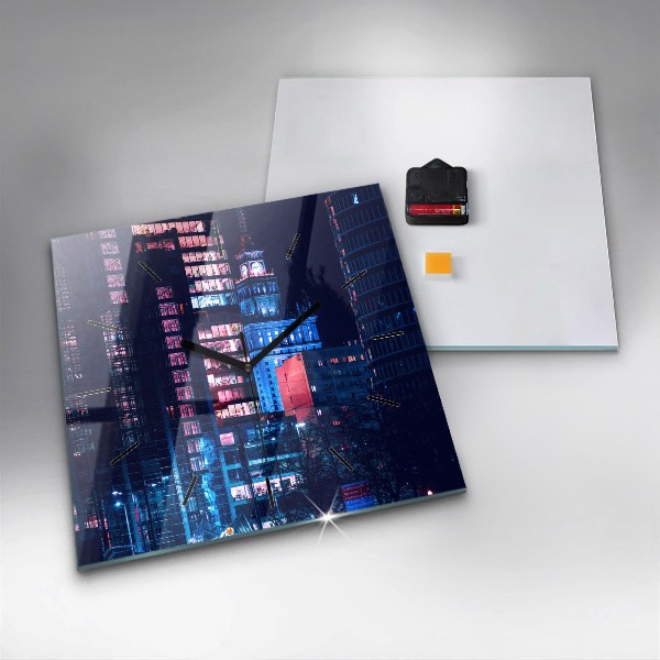 Square wall clock Warsaw at night