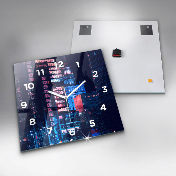 Square wall clock Warsaw at night