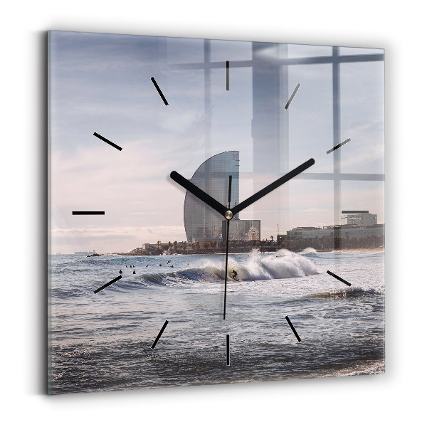 Square wall clock Barcelona Surfer