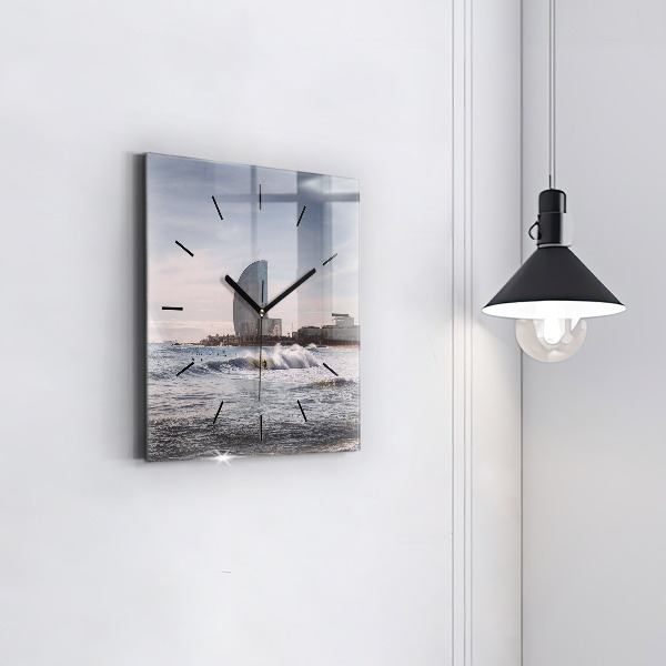 Square wall clock Barcelona Surfer