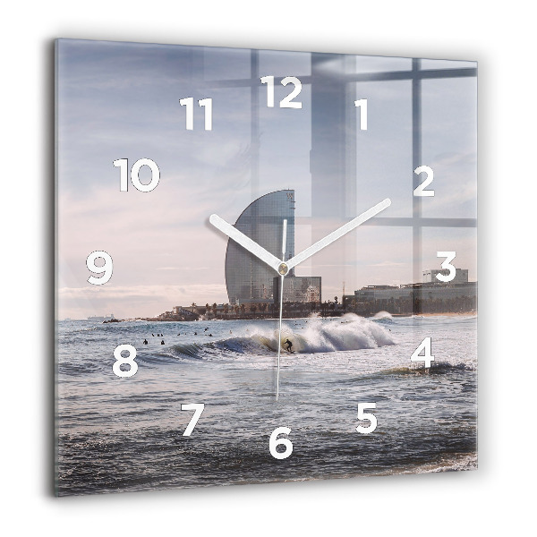 Square wall clock Barcelona Surfer
