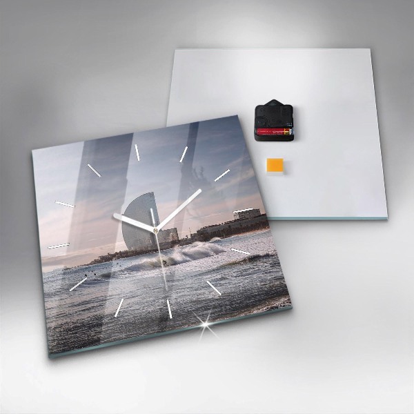 Square wall clock Barcelona Surfer