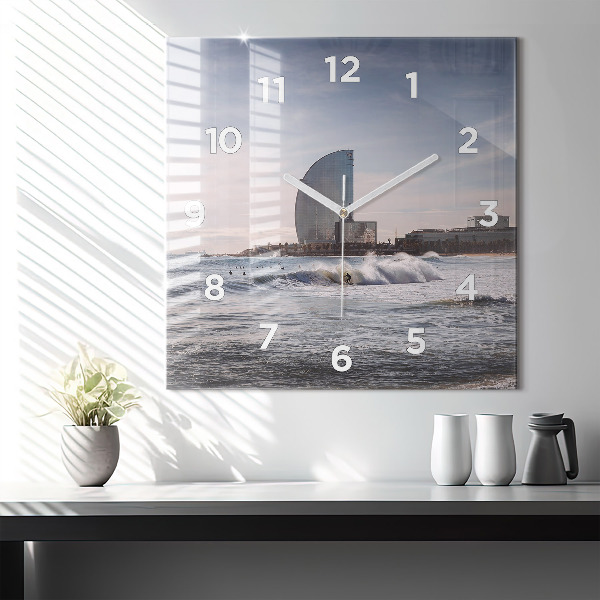 Square wall clock Barcelona Surfer