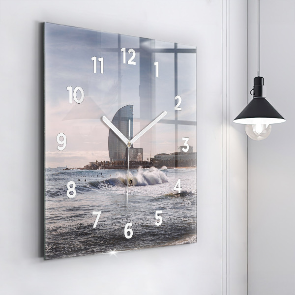 Square wall clock Barcelona Surfer