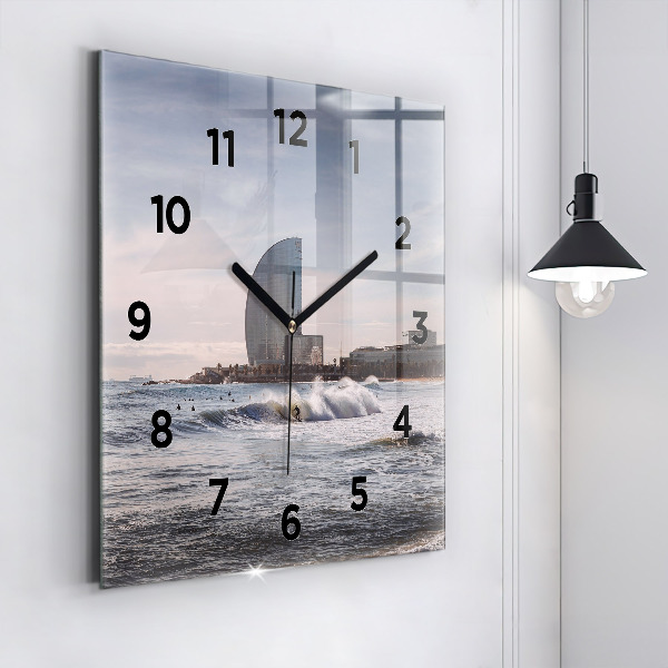 Square wall clock Barcelona Surfer