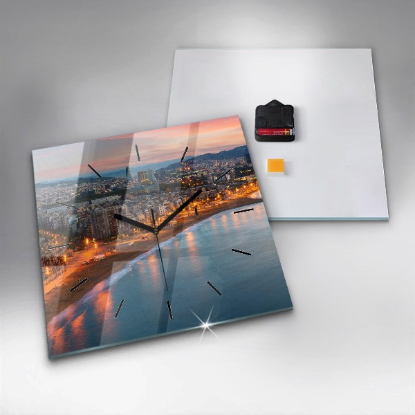 Square wall clock Barcelona Beach