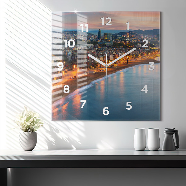 Square wall clock Barcelona Beach