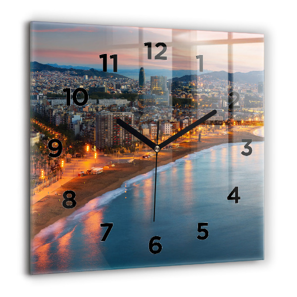 Square wall clock Barcelona Beach