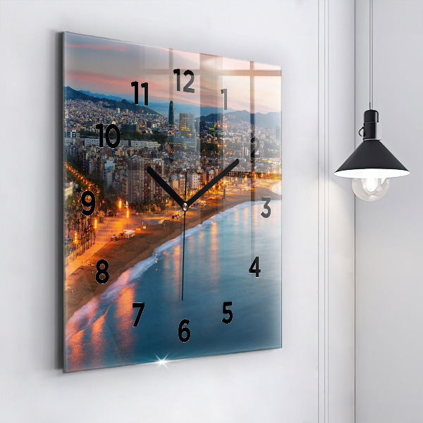 Square wall clock Barcelona Beach