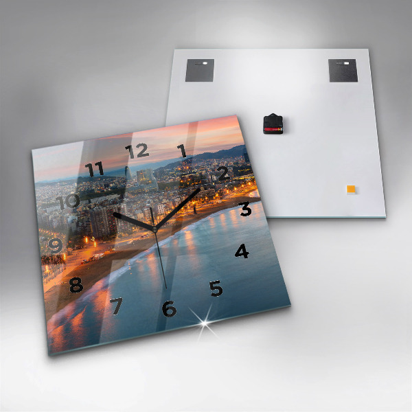 Square wall clock Barcelona Beach