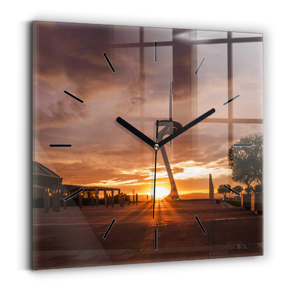 Square wall clock Barcelona Olympic Park