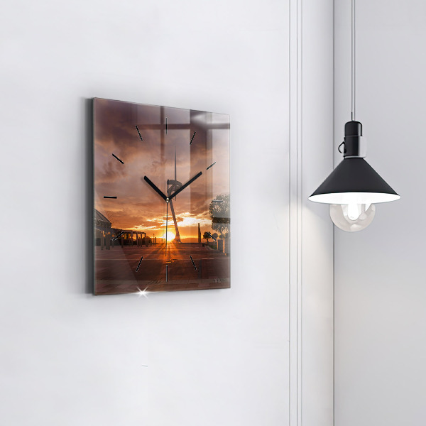 Square wall clock Barcelona Olympic Park