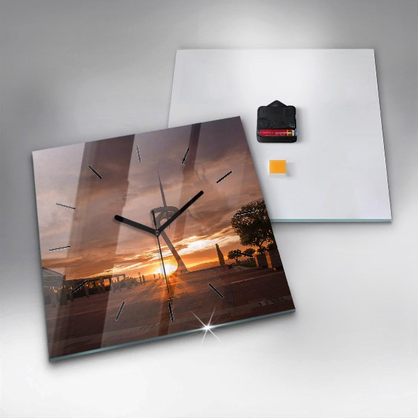 Square wall clock Barcelona Olympic Park