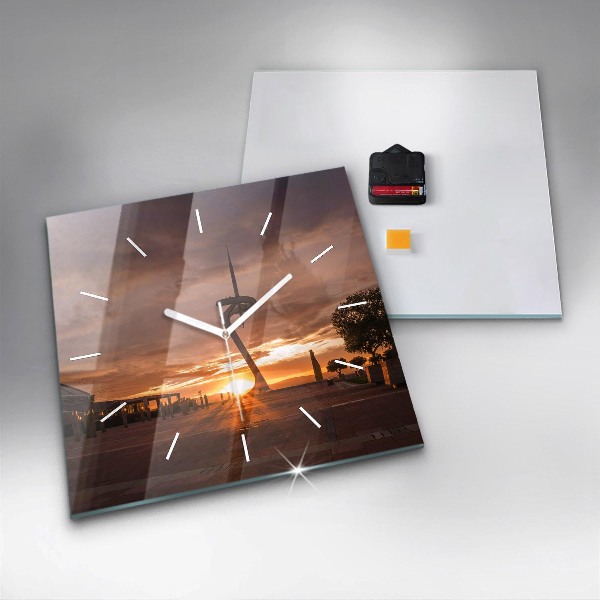 Square wall clock Barcelona Olympic Park
