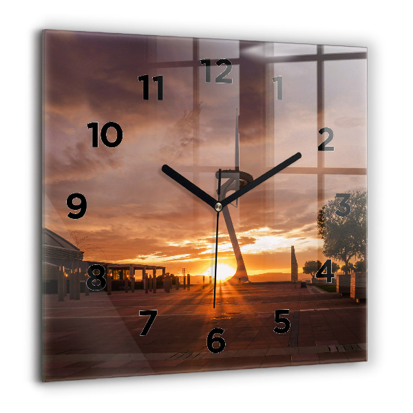 Square wall clock Barcelona Olympic Park