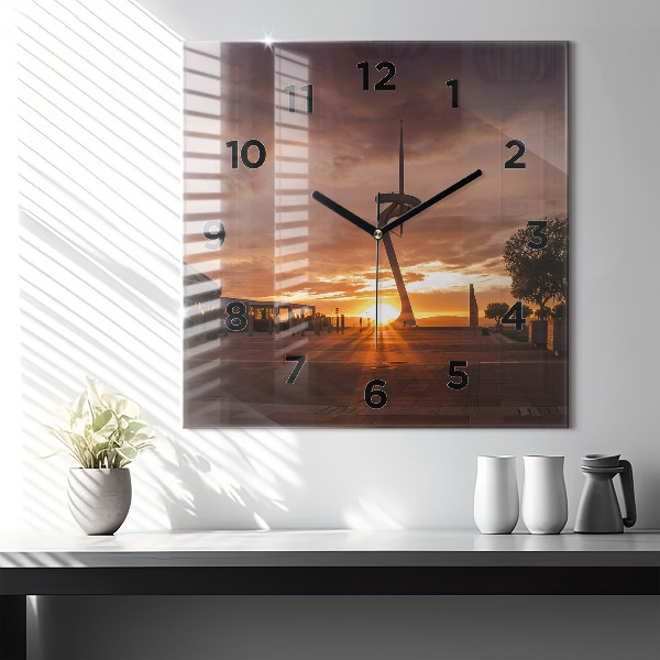 Square wall clock Barcelona Olympic Park