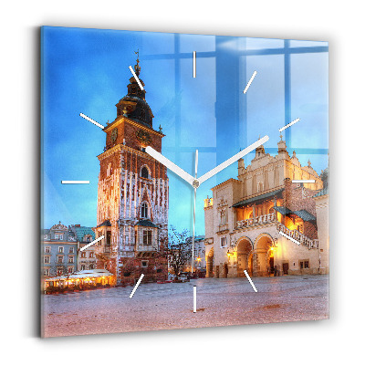 Square wall clock Main Market Square in Krakow