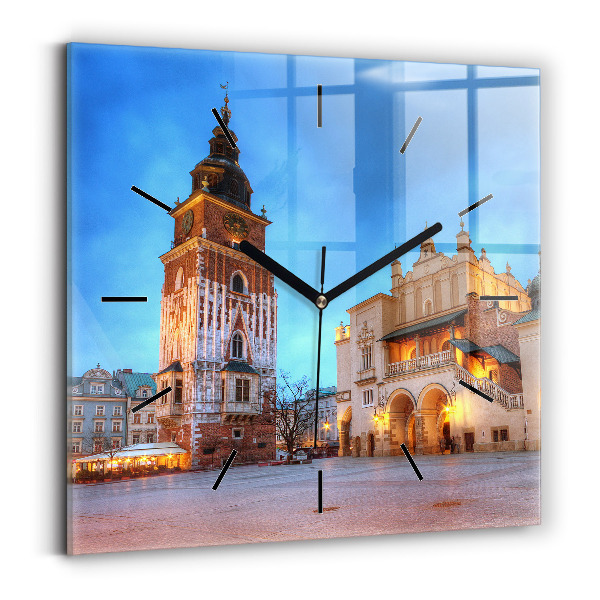 Square wall clock Main Market Square in Krakow