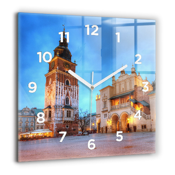 Square wall clock Main Market Square in Krakow