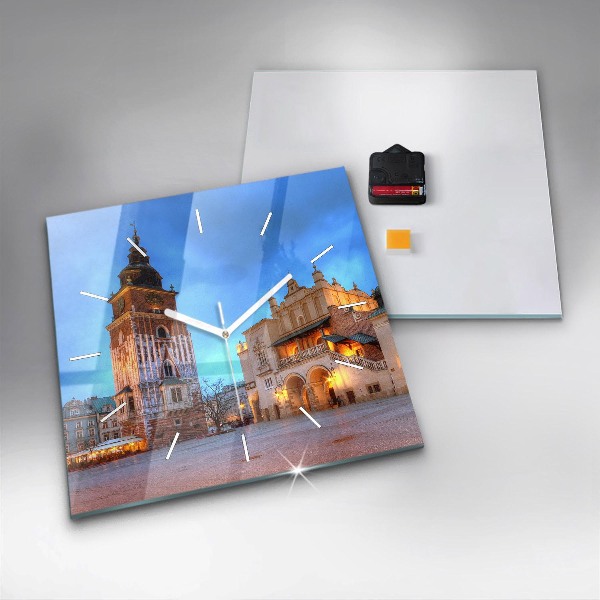 Square wall clock Main Market Square in Krakow