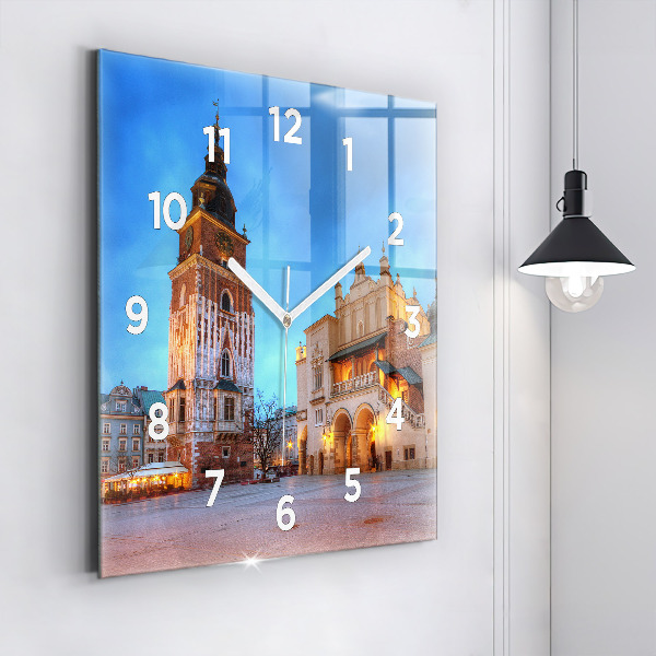 Square wall clock Main Market Square in Krakow