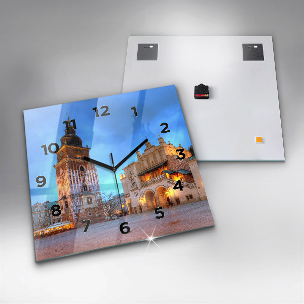 Square wall clock Main Market Square in Krakow