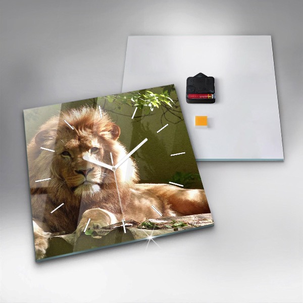 Square wall clock Portrait of a Lion